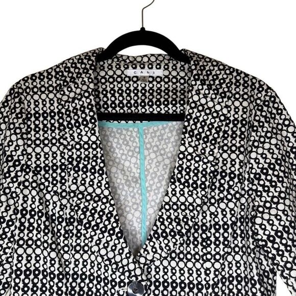 CAbi Black and White Du Jour Three Quarter Sleeve Jacket Size 8, Preppy, Career - Picture 3 of 16